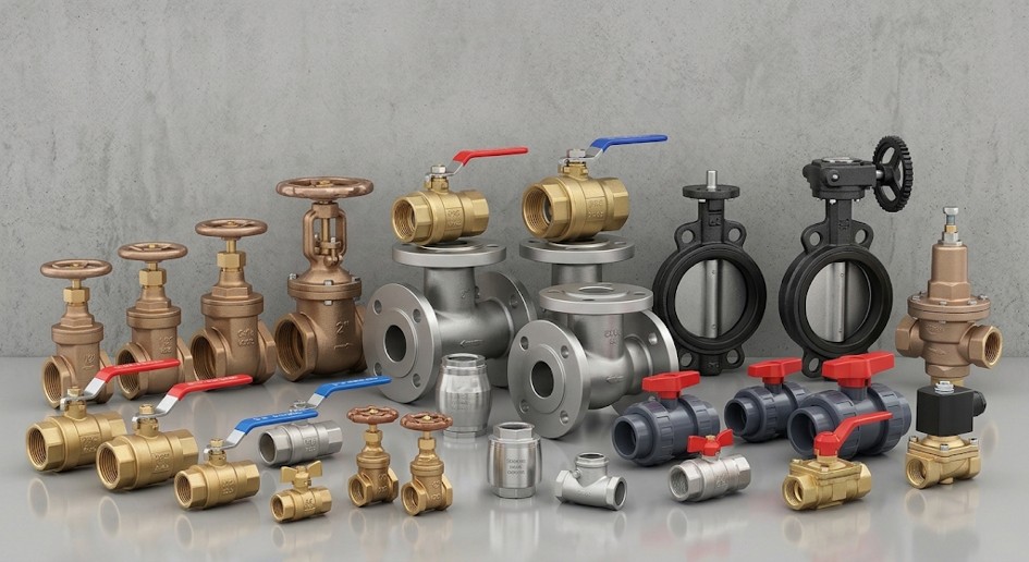 Industrial and domestic water valves in brass, stainless steel and plastic